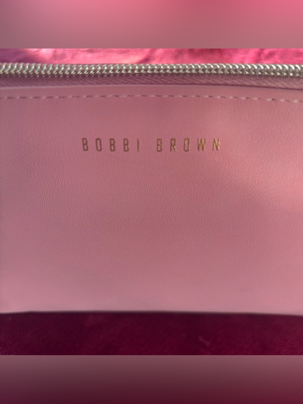 Bobbi Brown Pink Cosmetic Pouch NWOT with classy preppy Gold Logo